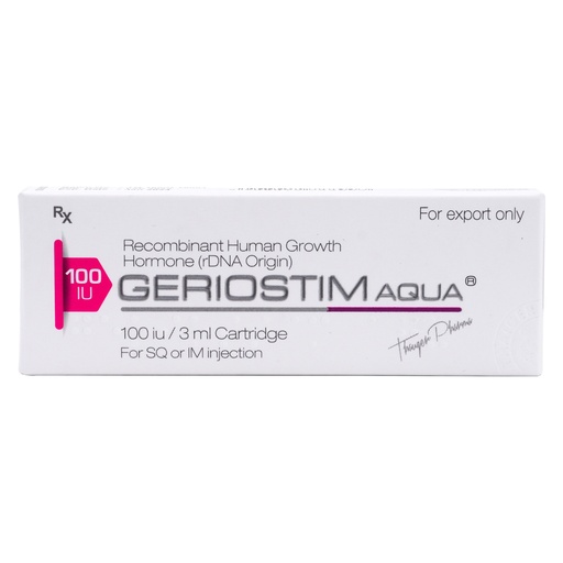 [0030037] GERIOSTIM 100 - RECOMBINAT Human Growth Hormone (rDNA Origin) - 100 IU /  CARTRIDGE - 33.33 MG / 3 ML CARTRIDGE - Thaiger Pharma