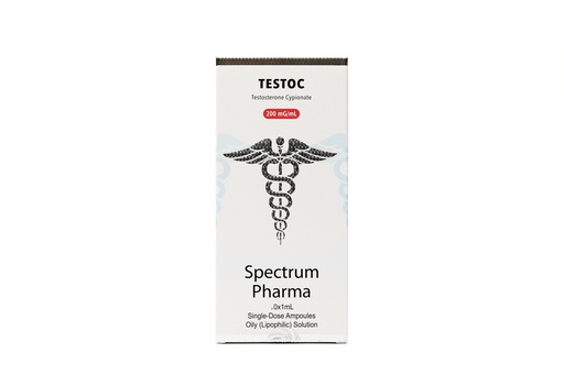 [0040021] TESTOC  - Testosterone Cypionate  - 200 MG/ML - 10 X 1 ML AMPULE - Spectrum PHARMA